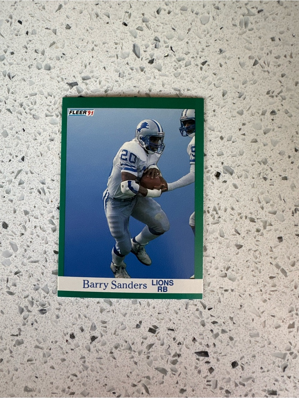 Barry Sanders Fleer '91 Detroit Lions Football Card - Blue/Green